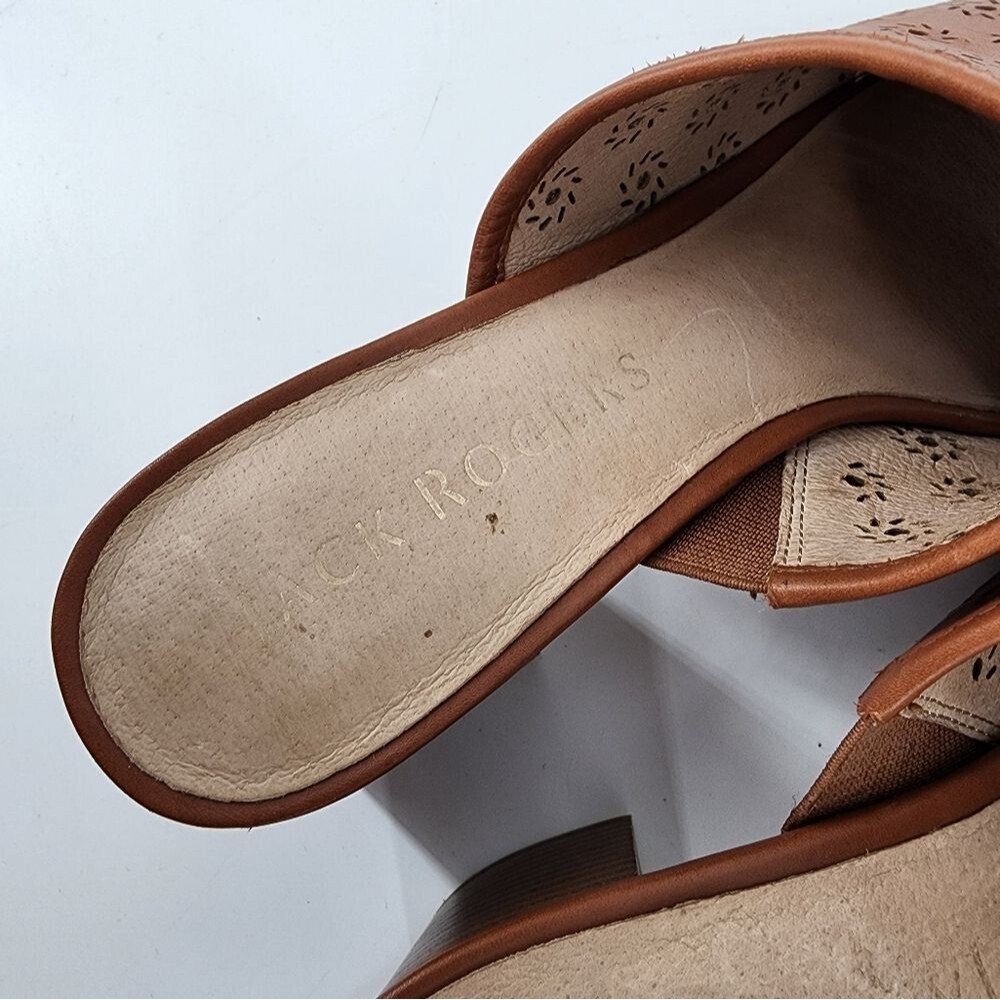 Jack Rogers Ronnie Mocha Perforated Heeled Mule Slides - Picture 5 of 9